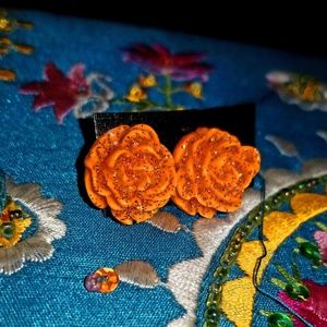 Orange Flower Earrings